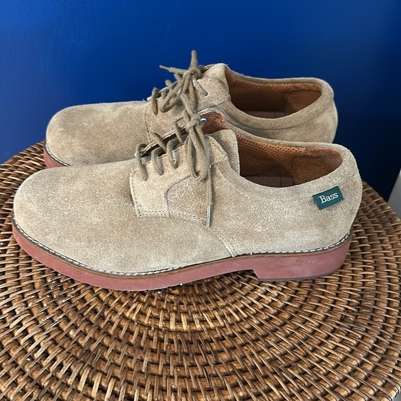 Men's Bass Tan Elayne Suede Oxford Shoes Size 7.5 - Picture 1 of 6